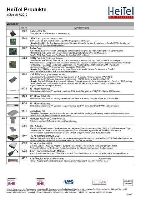 HeiTel Produkte - bei der HeiTel Digital Video GmbH