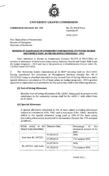 Comm. Circular_999.pdf - University Grants Commission - Sri Lanka