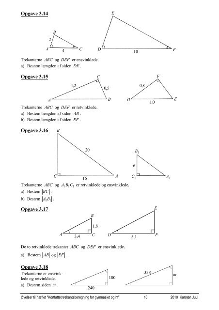 Kortfattet trekantsberegning for gymnasiet og hf - Matematik i ...