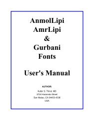 AnmolLipi AmrLipi & Gurbani Fonts User's Manual - SikhNet