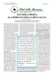 LETTARA APERTA AL GIORNALE DELLA BECCACCIA di Lucio ...