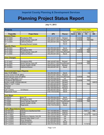 Planning Project Status Report - Imperial County Planning ...