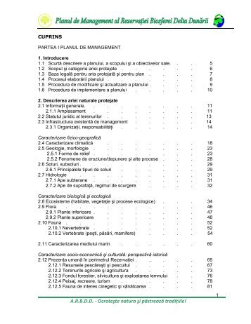 partea i, ii: planul de management Åi regulamentul rezervaÅ£iei ...