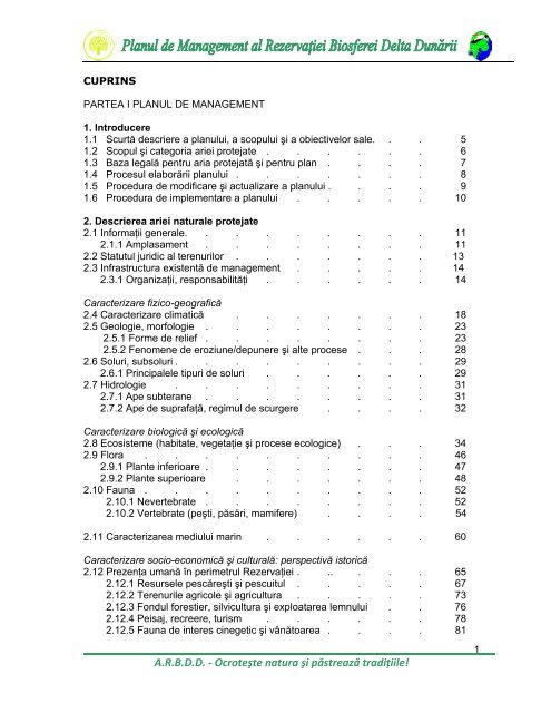 partea i, ii: planul de management Åi regulamentul rezervaÅ£iei ...