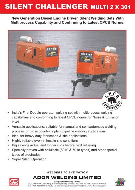 Silent Challenger Multi 2x301 Ador Welding Ltd