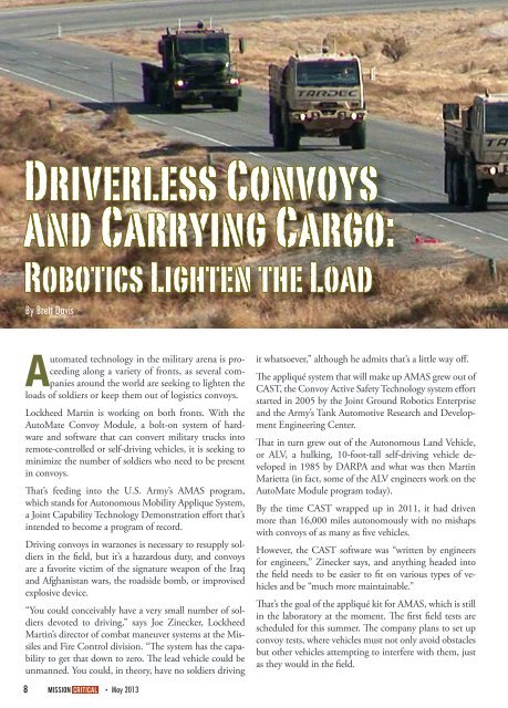 Driverless Vehicles Make Inroads in Military - Velodyne Lidar