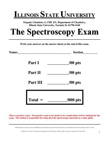 2009 Practice Spectroscopy Exam - Department of Chemistry