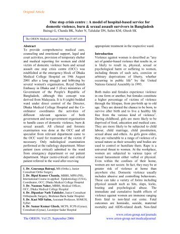 One stop crisis centre : A model of hospital-based ... - Orion Group