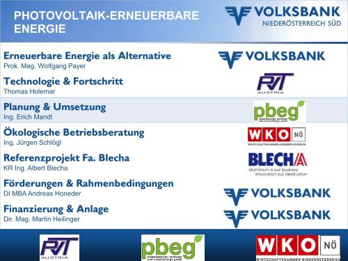 Photovoltaik - Volksbank NiederÃ¶sterreich SÃ¼d