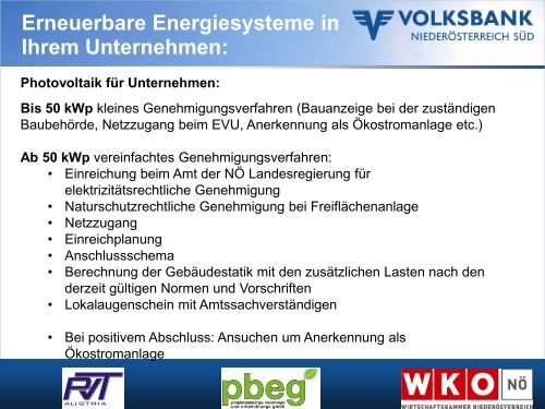 Photovoltaik - Volksbank NiederÃ¶sterreich SÃ¼d