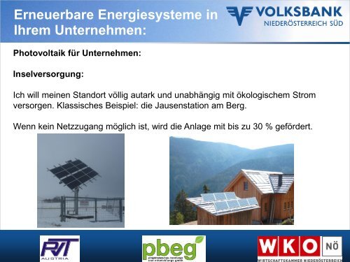 Photovoltaik - Volksbank NiederÃ¶sterreich SÃ¼d