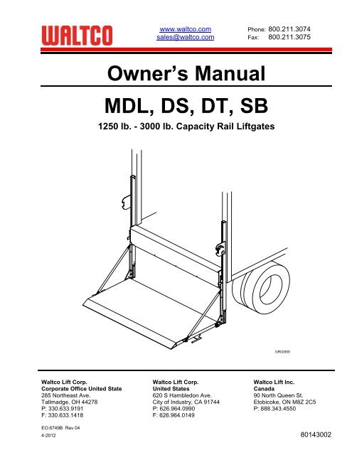 Owners Manual - Waltco