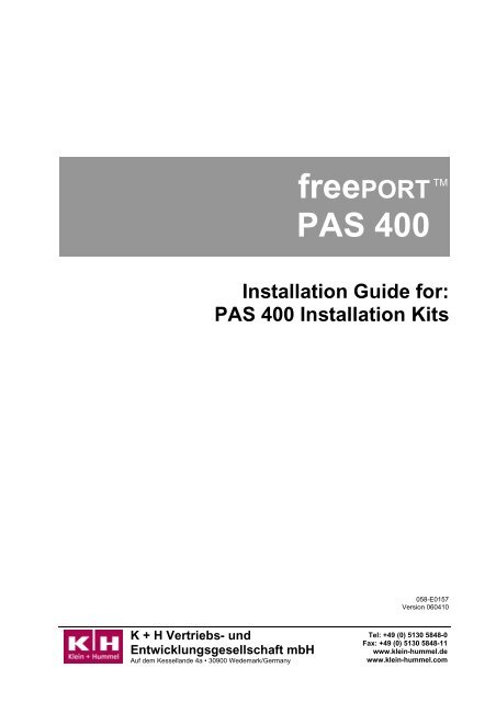 PAS 400 Installation Kits