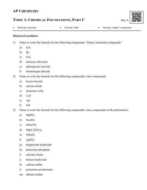 AP Chemistry Topic 1 Chemical Foundations Avon Chemistry