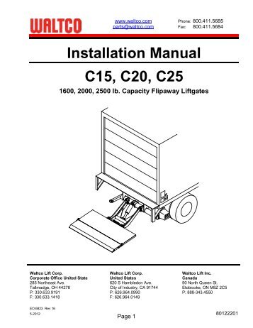 Installation Manual C15, C20, C25 - Waltco