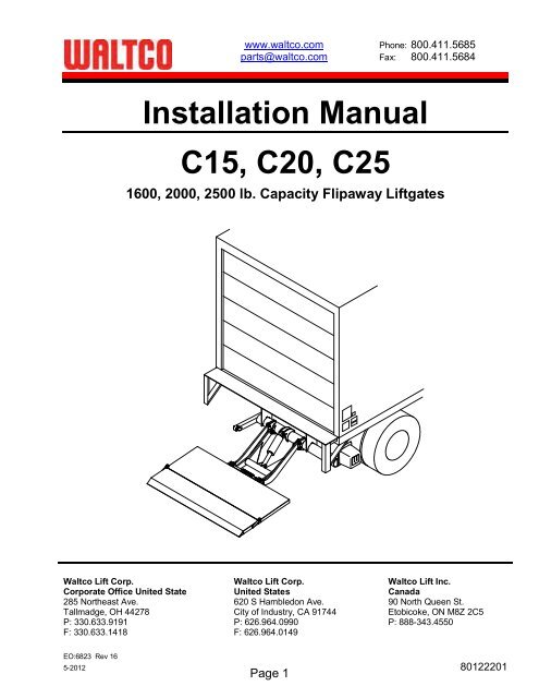 Installation Manual C15, C20, C25 - Waltco