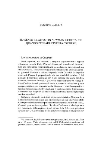 "senso illativo" in newman e cristaldi - accademia di scienze lettere ...