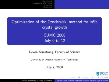 Optimization of the Czochralski method for InSb crystal ... - CUMC