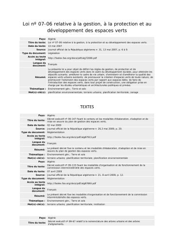 Loi nÂº 07-06 relative Ã  la gestion, Ã  la protection et au ... - REME