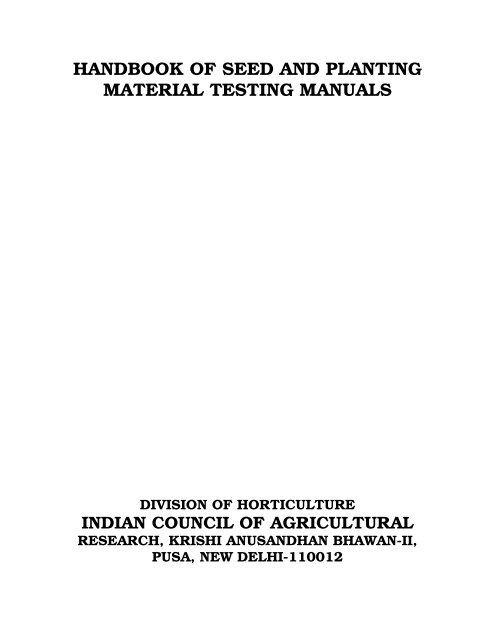 handbook of seed and planting material testing - TNAU Genomics