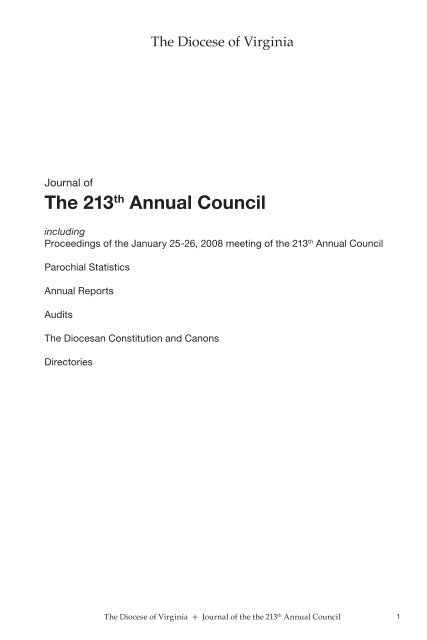 The 213th Annual Council - Diocese of Virginia