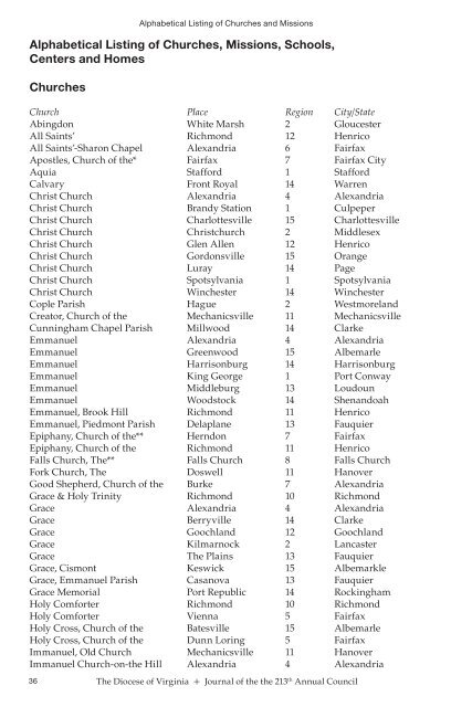 The 213th Annual Council - Diocese of Virginia