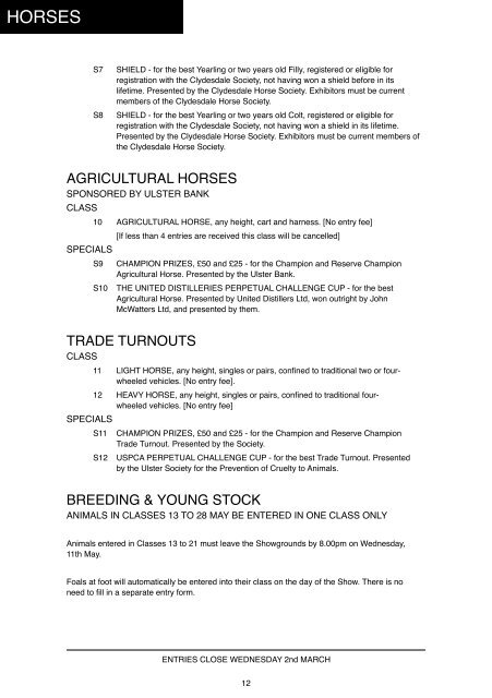 Livestock Prize scheduLe - Balmoral Show