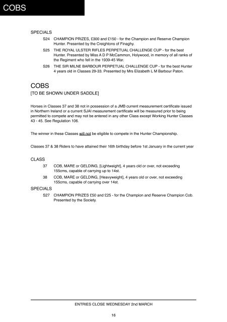 Livestock Prize scheduLe - Balmoral Show