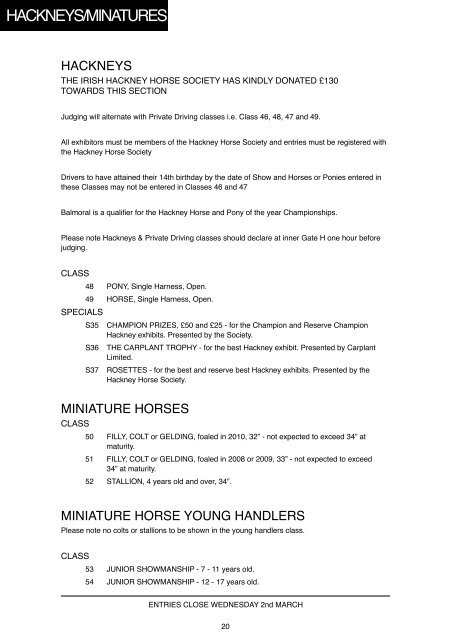 Livestock Prize scheduLe - Balmoral Show