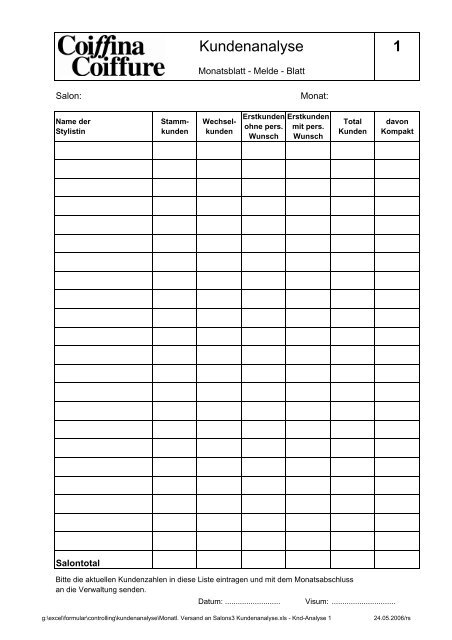 Kundenanalyse Formular - Coiffina