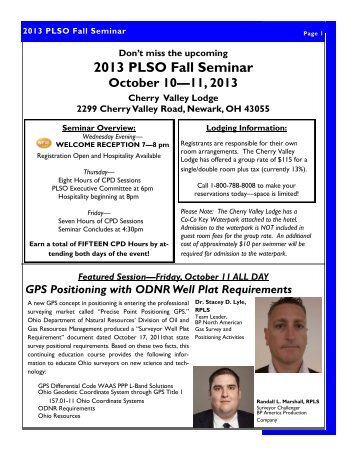 the full conference brochure. - Professional Land Surveyors of Ohio