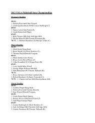 2013 Vermont State Pickleball Championship Results