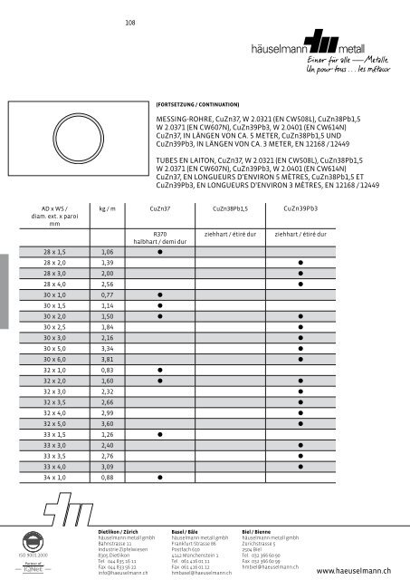 Bestellen Sie unser aktuelle Lagerliste! - HÃ¤uselmann Metall GmbH