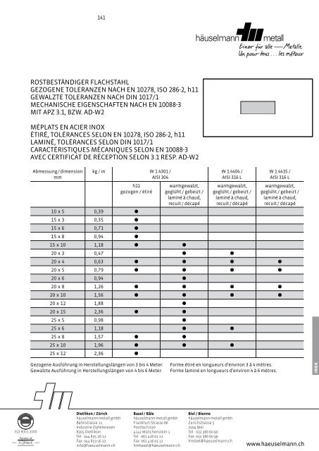 Bestellen Sie unser aktuelle Lagerliste! - HÃ¤uselmann Metall GmbH