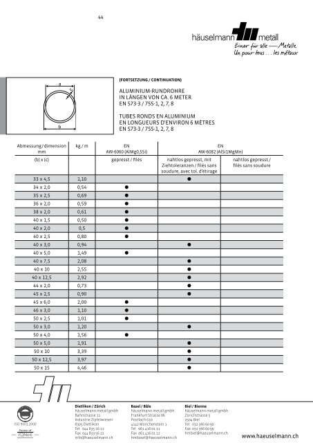 Bestellen Sie unser aktuelle Lagerliste! - HÃ¤uselmann Metall GmbH