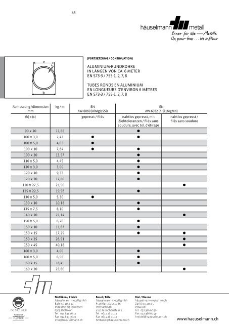 Bestellen Sie unser aktuelle Lagerliste! - HÃ¤uselmann Metall GmbH