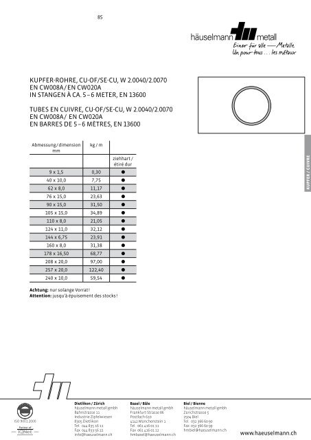 Bestellen Sie unser aktuelle Lagerliste! - HÃ¤uselmann Metall GmbH