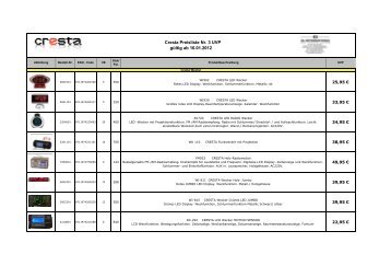 Preisliste Cresta Nr. 3 UVP