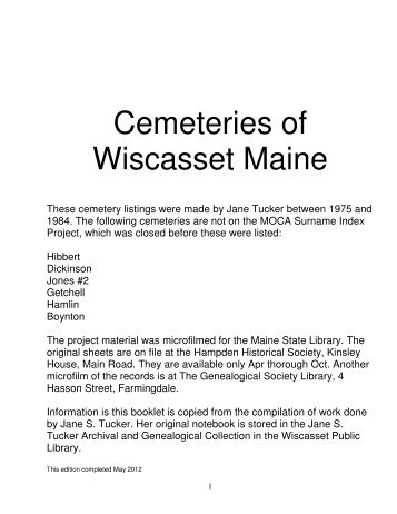 Cemeteries of Wiscasset Maine