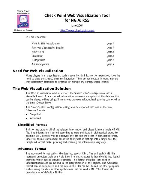 Check Point Web Visualization Tool for NG AI R55