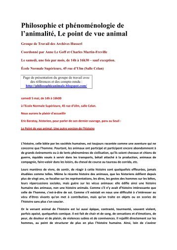 (historien, UniversitÃ© Lyon 3) Â« Le point de vue animal, une autre