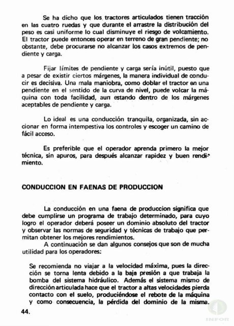 operacion del tractor forestal articulado - Inicio