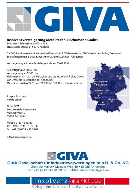 Giva Gesellschaft Fur Industrieverwertungen Mbh Insolvenz Markt