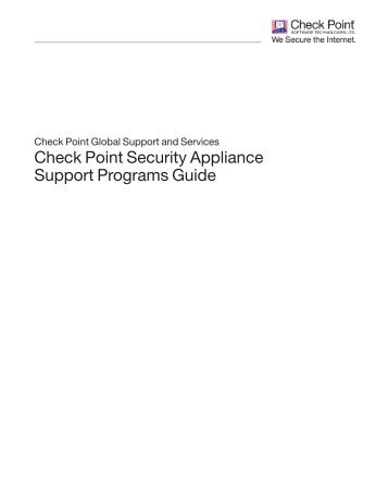 Check Point Security Appliance Support Programs Guide