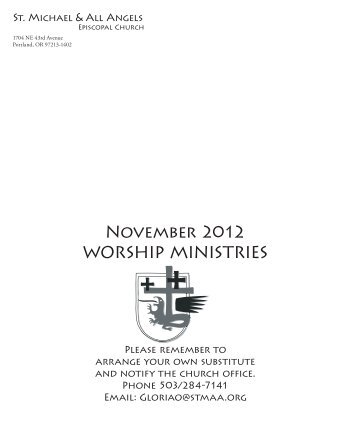 November 2012 WORSHIP MINISTRIES - St. Michael & All Angels