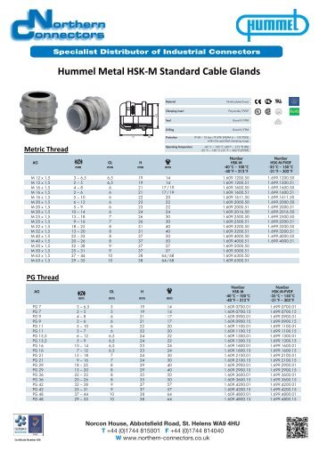 Hummel Metal HSK-M Standard Cable Glands - Northern Connectors