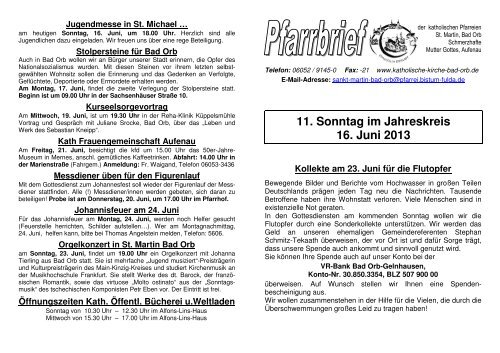 Pfarrbrief 19 - 16.06.2013 - Pfarrgemeinde St. Martin, Bad Orb