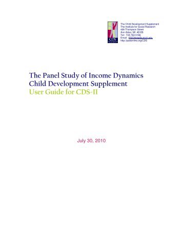 The Panel Study of Income Dynamics Child Development Supplement