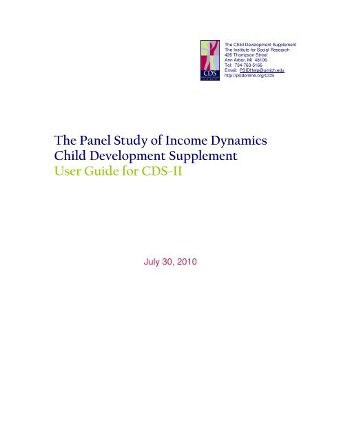 The Panel Study of Income Dynamics Child Development Supplement