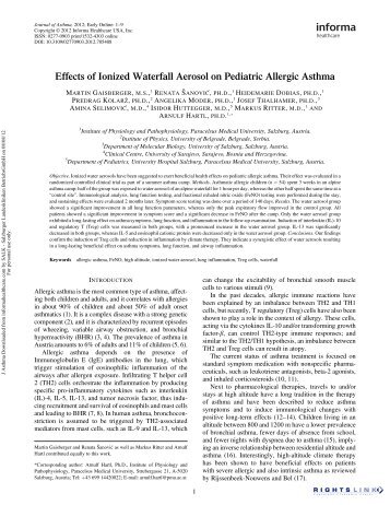 Effects of Ionized Waterfall Aerosol on Pediatric Allergic Asthma